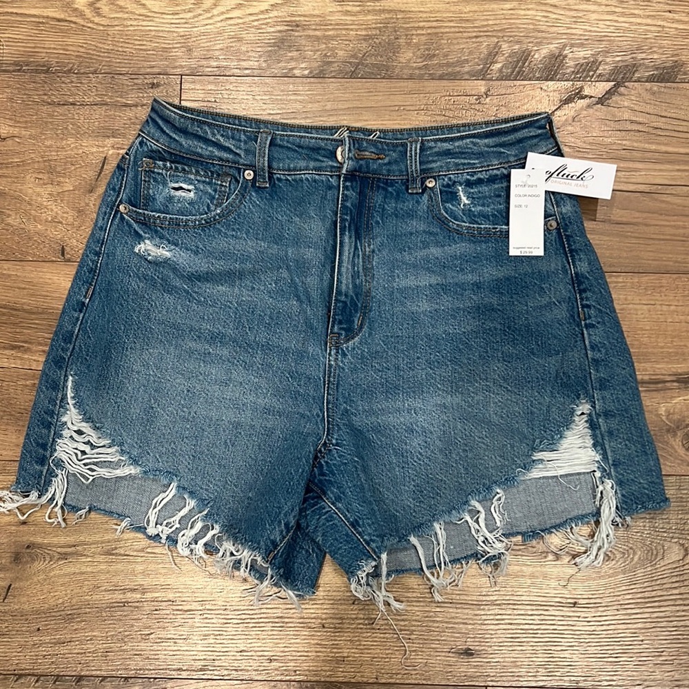 NWT Distressed High Waist Jean Shorts Size 12